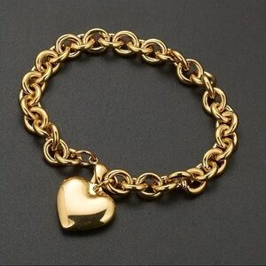 18K  Gold Plated Chain Bracelet with Heart Charm